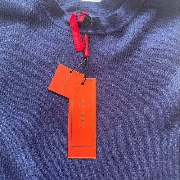 NWT Love Scarlett Petite Sleeveless Ribbed Bow Sweater Dress – Blue - Size PM - Picture 7 of 13